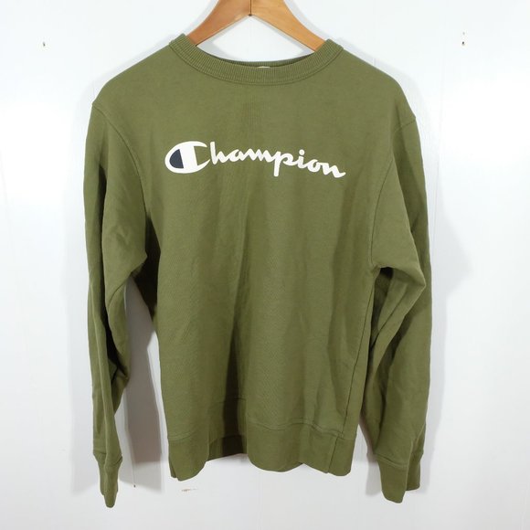 Champion Other - Champion Sweater Mens Small Green Sweatshirt Spell Out Logo Retro Outdoor 80s